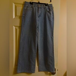 Blue Denim Jeans with Studded Details